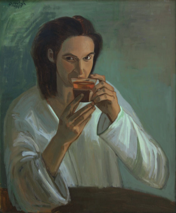 Jacquelin mit Teeglas, 90 x 70 cm, 1995
